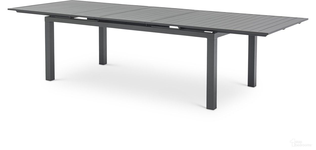 The appearance of Maldives Outdoor Patio Dining Table In Grey designed by Meridian in the modern / contemporary interior design. This grey piece of furniture was selected by 1StopBedrooms from Maldives Collection to add a touch of cosiness and style into your home. Sku: 343Grey-T. Table Base Style: Legs. Material: Aluminum. Table Top Shape: Rectangular.