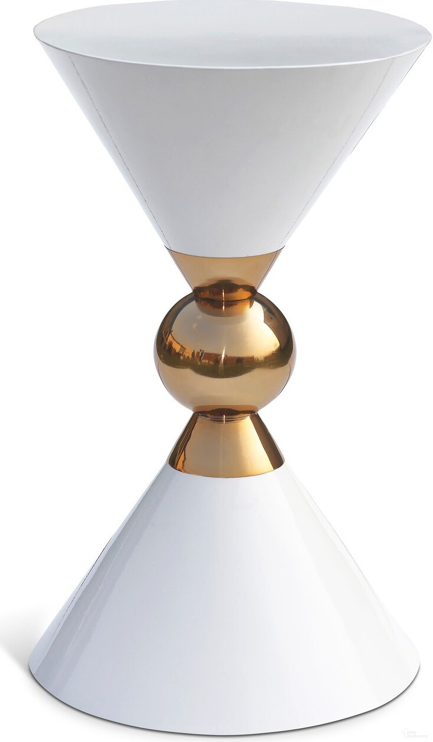 Malia End Table In White and Gold
