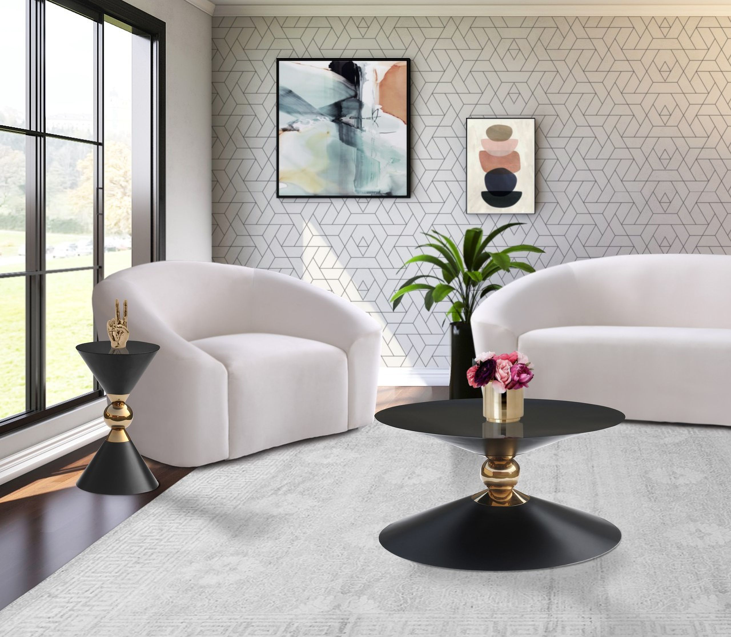 Malia Occasional Table Set In Black and Gold