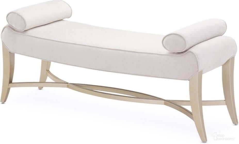 The appearance of Malibu Crest Bed Bench In Chardonnay designed by Michael Amini in the modern / contemporary interior design. This chardonnay piece of furniture  was selected by 1StopBedrooms from Malibu Crest Collection to add a touch of cosiness and style into your home. Sku: N9007904-822. Material: Polyester.