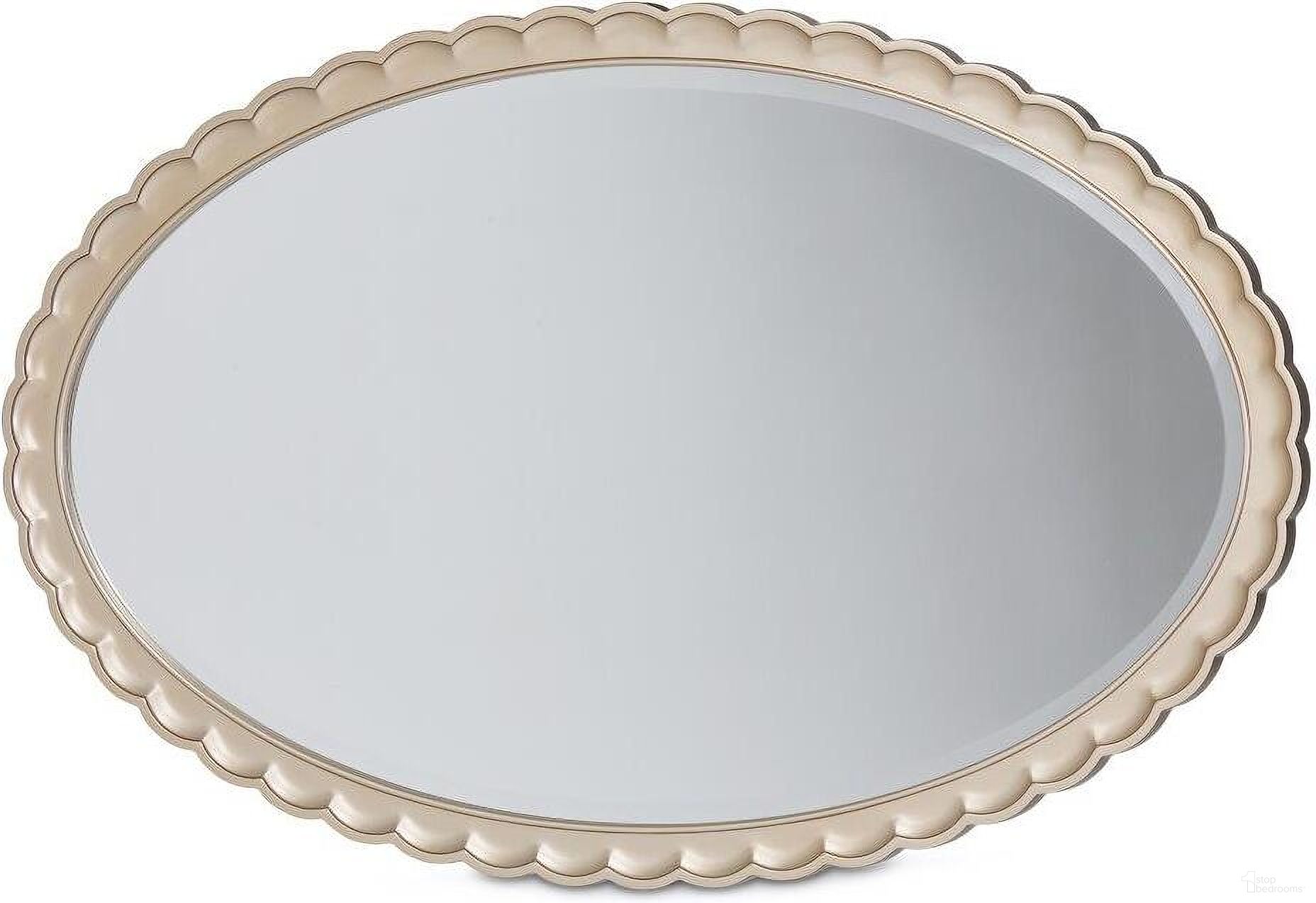 The appearance of Malibu Crest Oval Wall Mirror In Chardonnay designed by Michael Amini in the transitional interior design. This chardonnay piece of furniture  was selected by 1StopBedrooms from Malibu Crest Collection to add a touch of cosiness and style into your home. Sku: N9007260-822. Material: Glass.