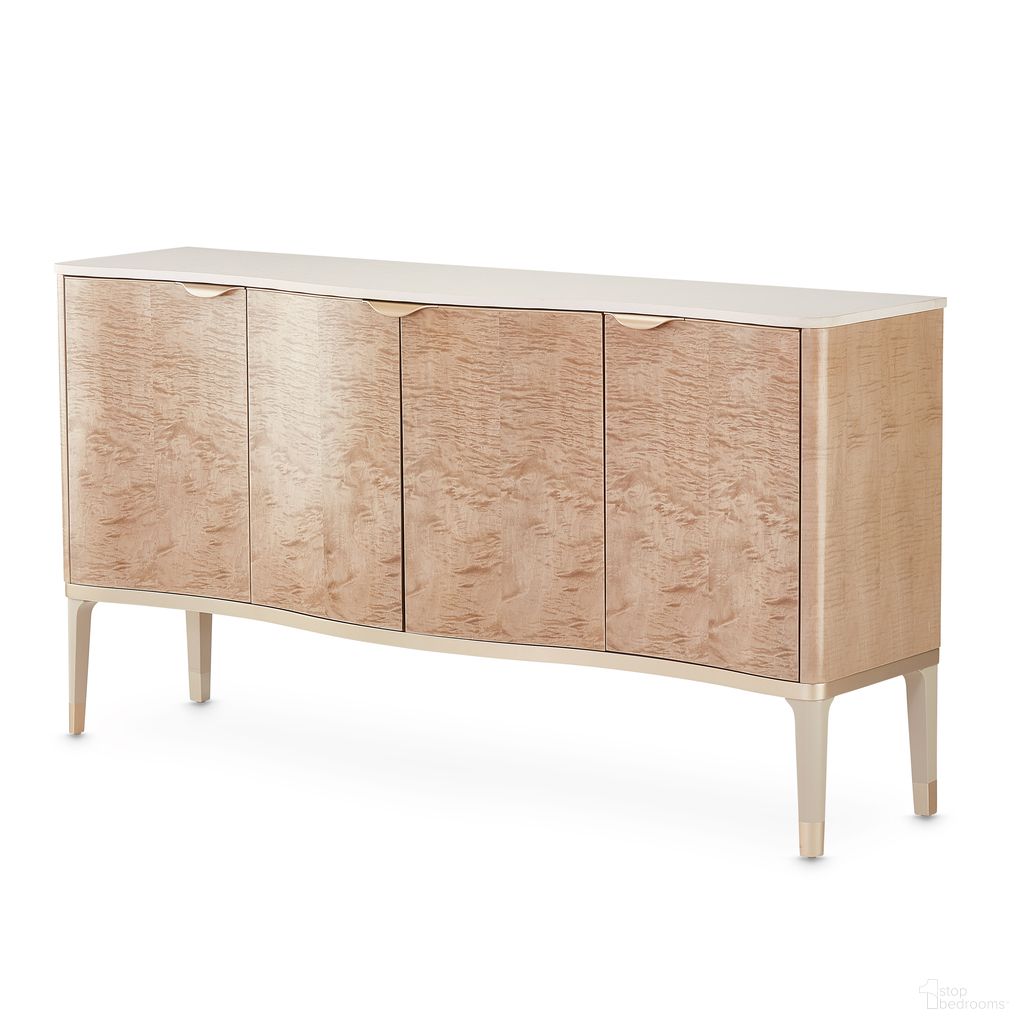 The appearance of Malibu Crest Sideboard In Blush designed by Michael Amini in the modern / contemporary interior design. This blush piece of furniture  was selected by 1StopBedrooms from Malibu Crest Collection to add a touch of cosiness and style into your home. Sku: N9007007SA-131. Material: Birch.