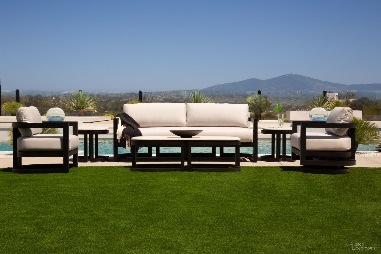 The appearance of Malibu Occasional Table Set in Matte Coal designed by Sunset West in the transitional interior design. This matte coal piece of furniture was selected by 1StopBedrooms from Malibu Collection to add a touch of cosiness and style into your home. Sku: SW7101-CT;SW7101-ET. Material: Aluminum.