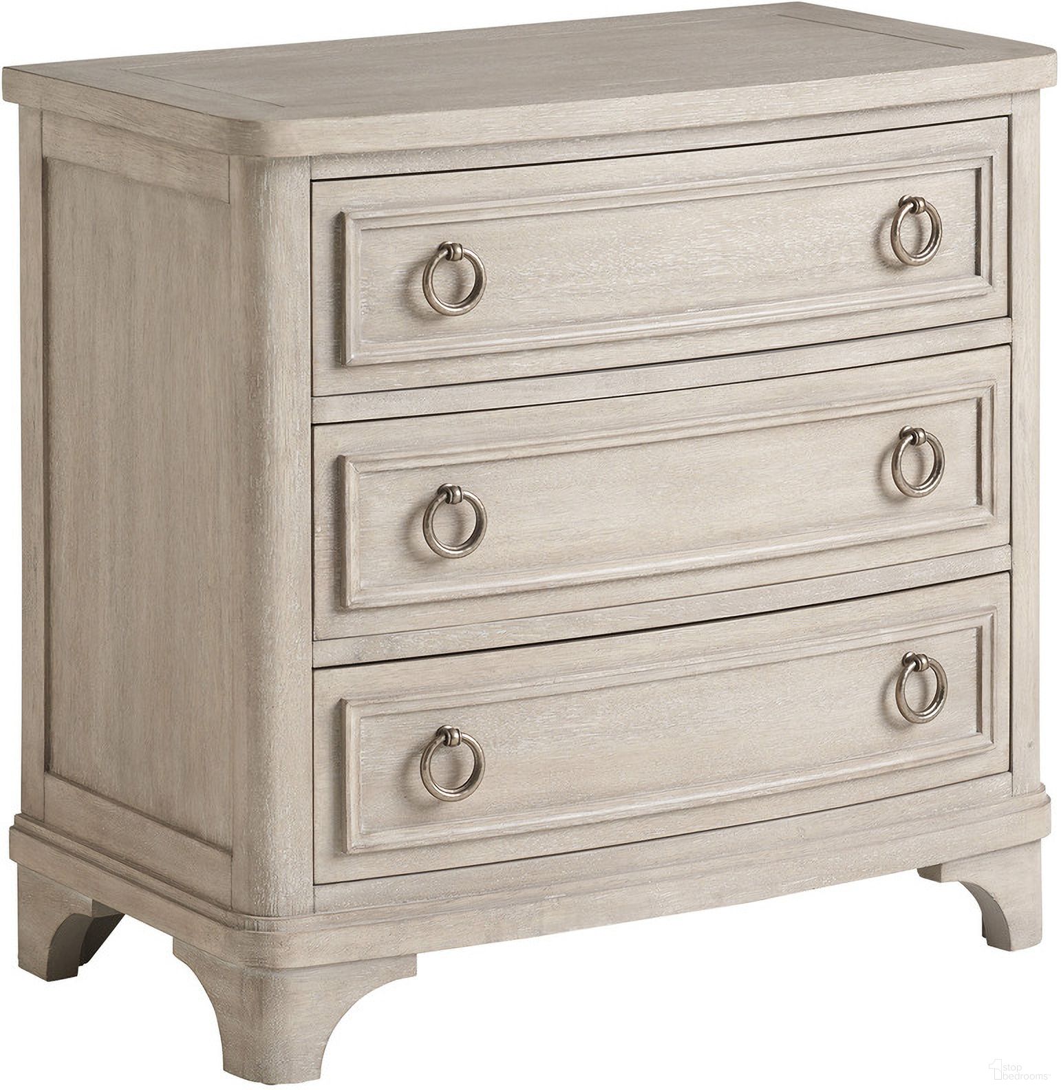The appearance of Malibu Trancas Nightstand In Dune designed by Barclay Butera in the transitional interior design. This dune piece of furniture  was selected by 1StopBedrooms from Malibu Collection to add a touch of cosiness and style into your home. Sku: 926-621. Material: Wood.