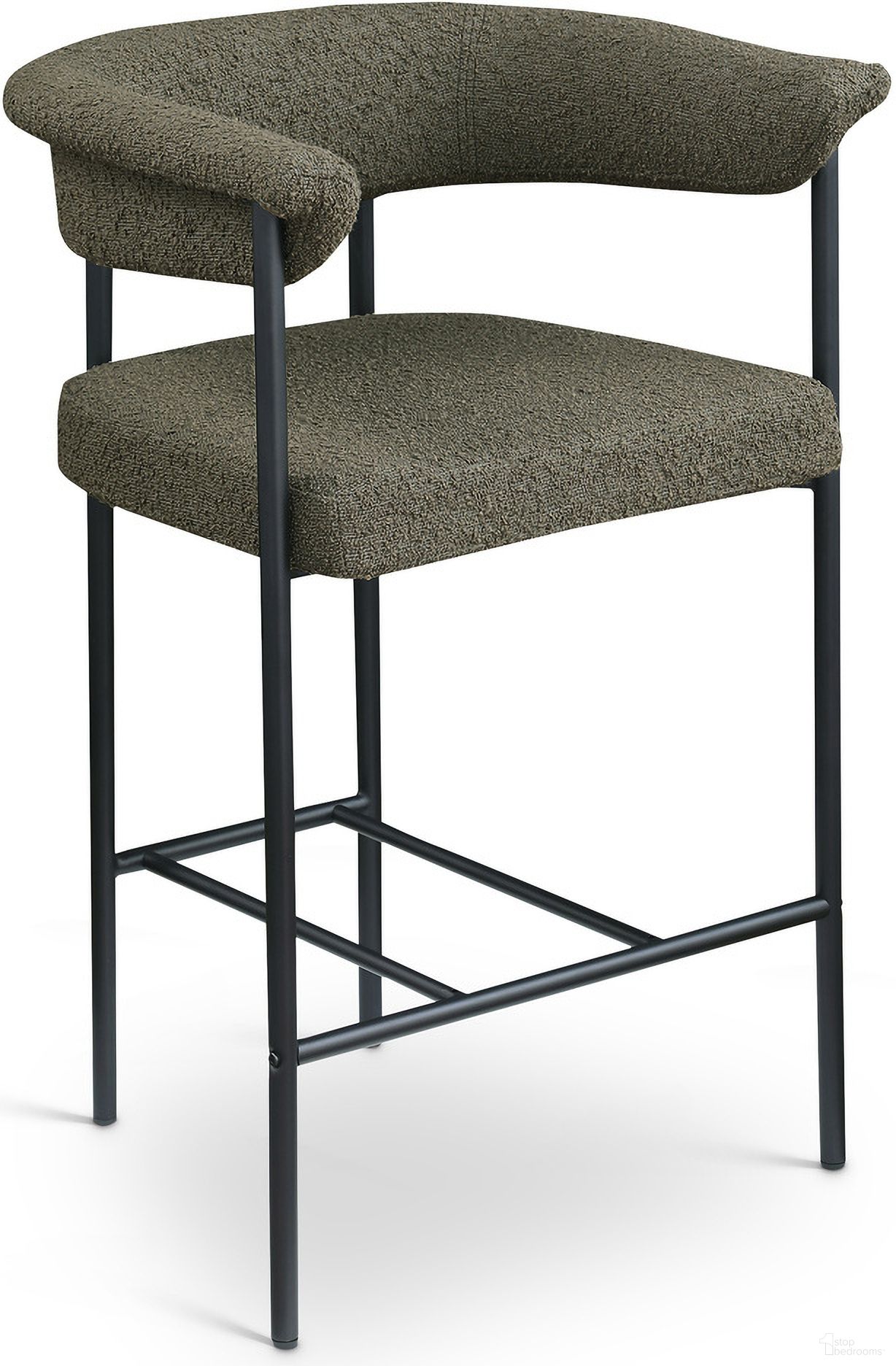 The appearance of Malin Boucle Fabric Counter Stool Set of 2 In Olive designed by Meridian in the modern / contemporary interior design. This olive piece of furniture  was selected by 1StopBedrooms from Malin Collection to add a touch of cosiness and style into your home. Sku: 412Olive-C. Material: Boucle Fabric.