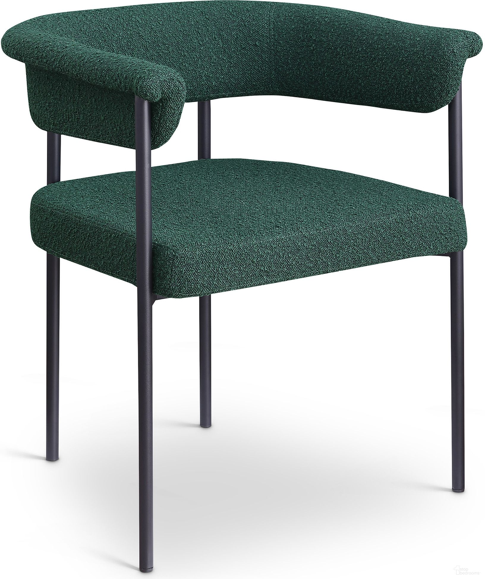The appearance of Malin Boucle Fabric Dining Chair Set of 2 In Green designed by Meridian in the modern / contemporary interior design. This green piece of furniture was selected by 1StopBedrooms from Malin Collection to add a touch of cosiness and style into your home. Sku: 410Green-C. Chair Type: Arm Chair. Material: Boucle Fabric.