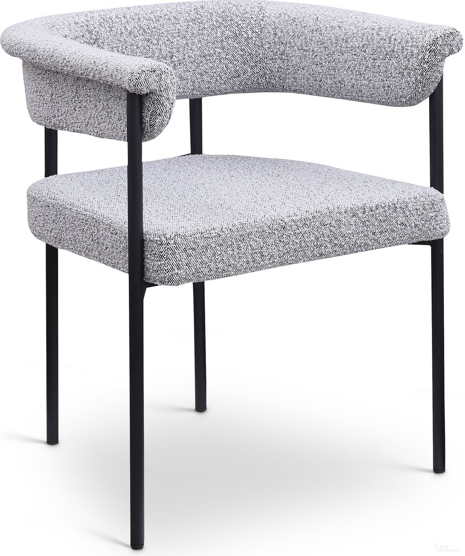 Malin Boucle Fabric Dining Chair Set of 2 In Grey