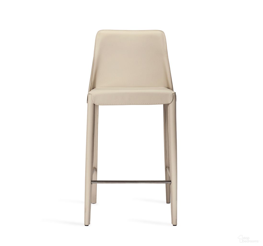 The appearance of Malin Counter Stool In Sand designed by Interlude Home in the modern / contemporary interior design. This sand piece of furniture was selected by 1StopBedrooms from Malin Collection to add a touch of cosiness and style into your home. Sku: 149163. Material: Leather.