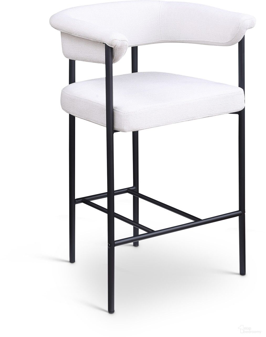 The appearance of Malin Linen Textured Fabric Counter Stool Set of 2 In Cream designed by Meridian in the modern / contemporary interior design. This cream piece of furniture  was selected by 1StopBedrooms from Malin Collection to add a touch of cosiness and style into your home. Sku: 426Cream-C. Material: Iron.