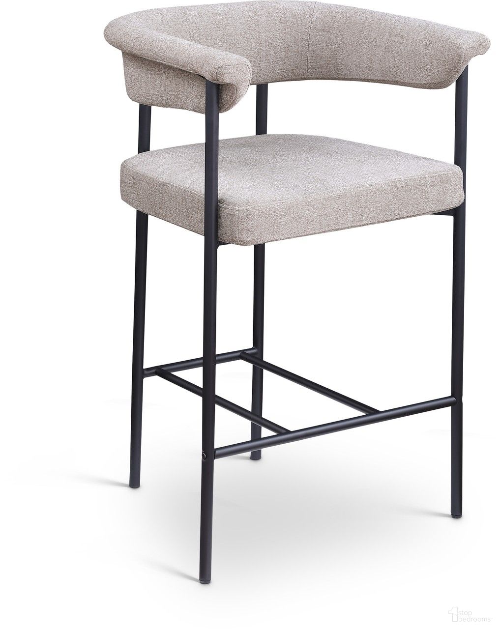 The appearance of Malin Linen Textured Fabric Counter Stool Set of 2 In Taupe designed by Meridian in the modern / contemporary interior design. This taupe piece of furniture  was selected by 1StopBedrooms from Malin Collection to add a touch of cosiness and style into your home. Sku: 426Taupe-C. Material: Iron.