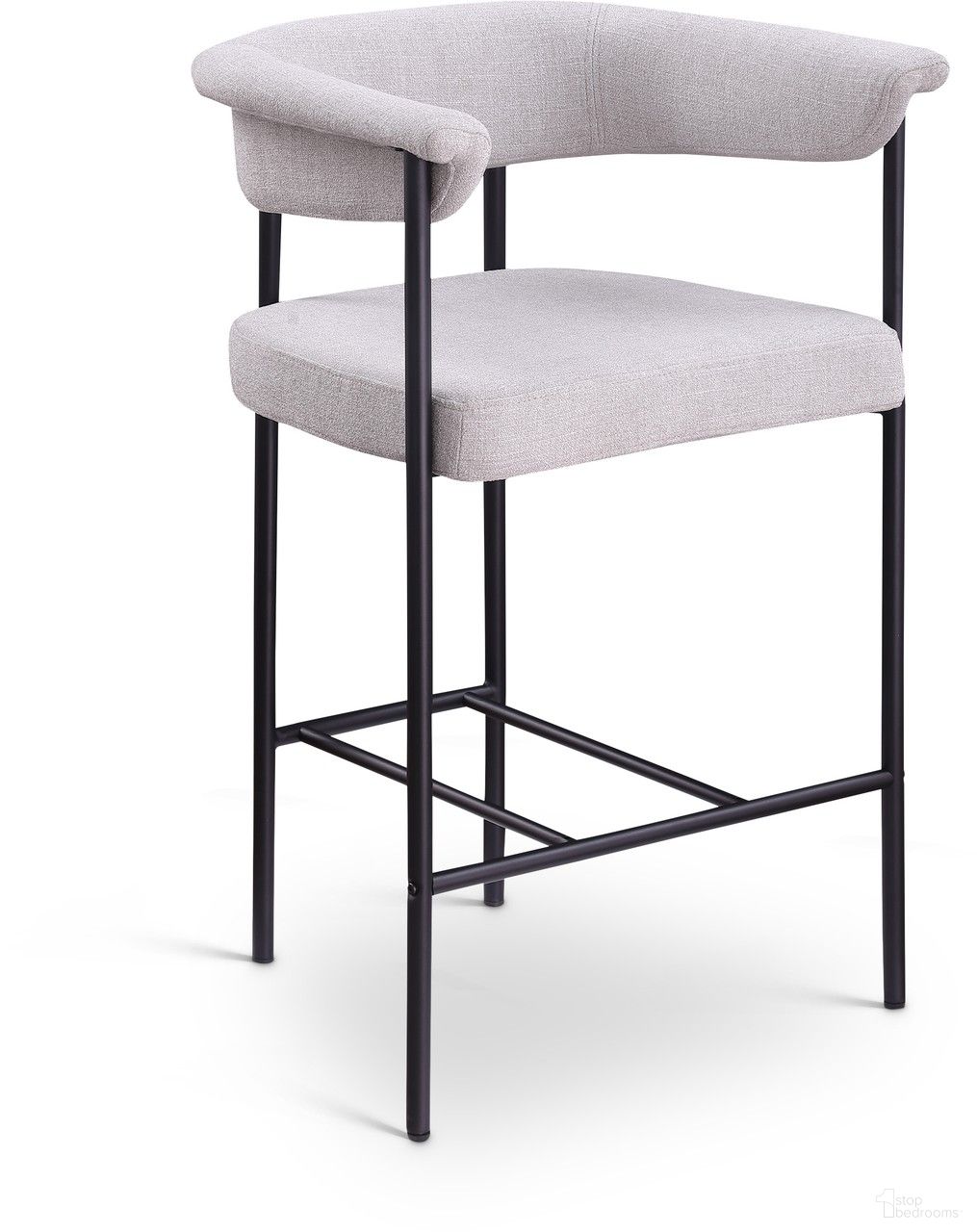 Malin Textured Fabric Counter Stool Set of 2 In Grey Linen