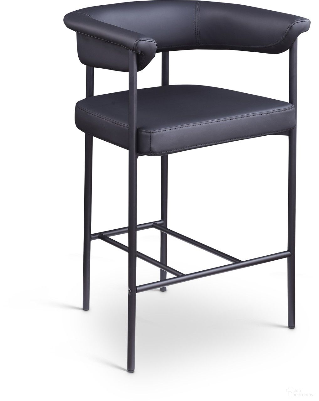 The appearance of Malin Vegan Leather Counter Stool Set of 2 In Black designed by Meridian in the modern / contemporary interior design. This black piece of furniture  was selected by 1StopBedrooms from Malin Collection to add a touch of cosiness and style into your home. Sku: 428Black-C. Material: Iron.