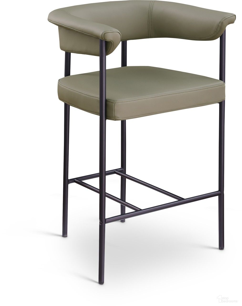 The appearance of Malin Vegan Leather Counter Stool Set of 2 In Olive designed by Meridian in the modern / contemporary interior design. This olive piece of furniture  was selected by 1StopBedrooms from Malin Collection to add a touch of cosiness and style into your home. Sku: 428Olive-C. Material: Iron.