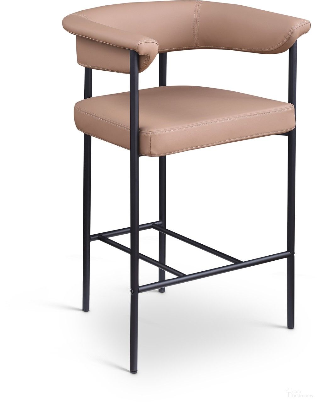 The appearance of Malin Vegan Leather Counter Stool Set of 2 In Tan designed by Meridian in the modern / contemporary interior design. This tan piece of furniture was selected by 1StopBedrooms from Malin Collection to add a touch of cosiness and style into your home. Sku: 428Tan-C. Material: Iron.