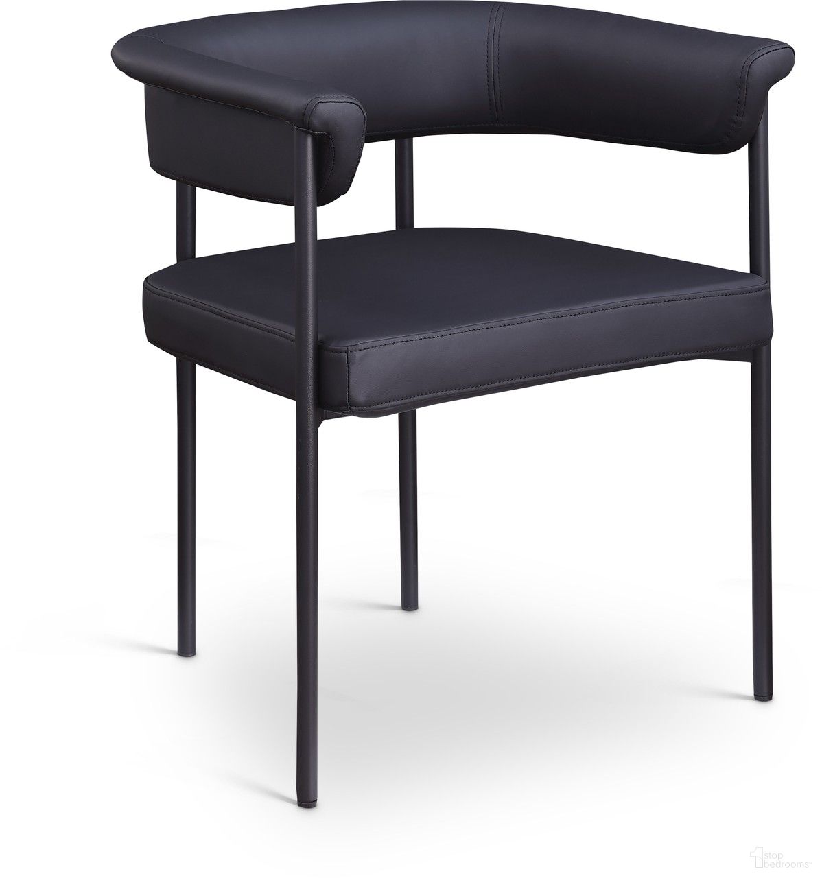 The appearance of Malin Vegan Leather Dining Chair Set of 2 In Black designed by Meridian in the modern / contemporary interior design. This black piece of furniture  was selected by 1StopBedrooms from Malin Collection to add a touch of cosiness and style into your home. Sku: 427Black-C. Material: Iron. Chair Type: Arm Chair.