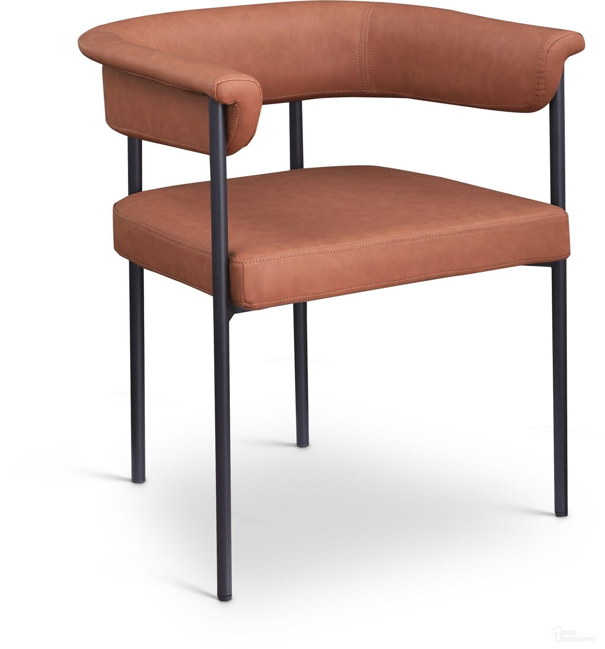 The appearance of Malin Vegan Leather Dining Chair Set of 2 In Cognac designed by Meridian in the modern / contemporary interior design. This cognac piece of furniture was selected by 1StopBedrooms from Malin Collection to add a touch of cosiness and style into your home. Sku: 427Cognac-C. Material: Iron. Chair Type: Arm Chair.