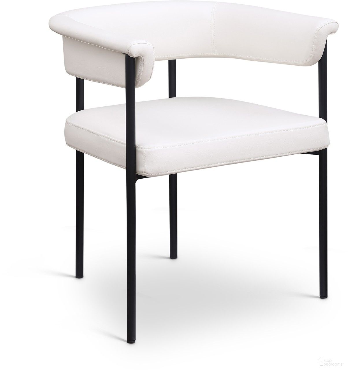 The appearance of Malin Vegan Leather Dining Chair Set of 2 In Cream designed by Meridian in the modern / contemporary interior design. This cream piece of furniture  was selected by 1StopBedrooms from Malin Collection to add a touch of cosiness and style into your home. Sku: 427Cream-C. Material: Iron. Chair Type: Arm Chair.