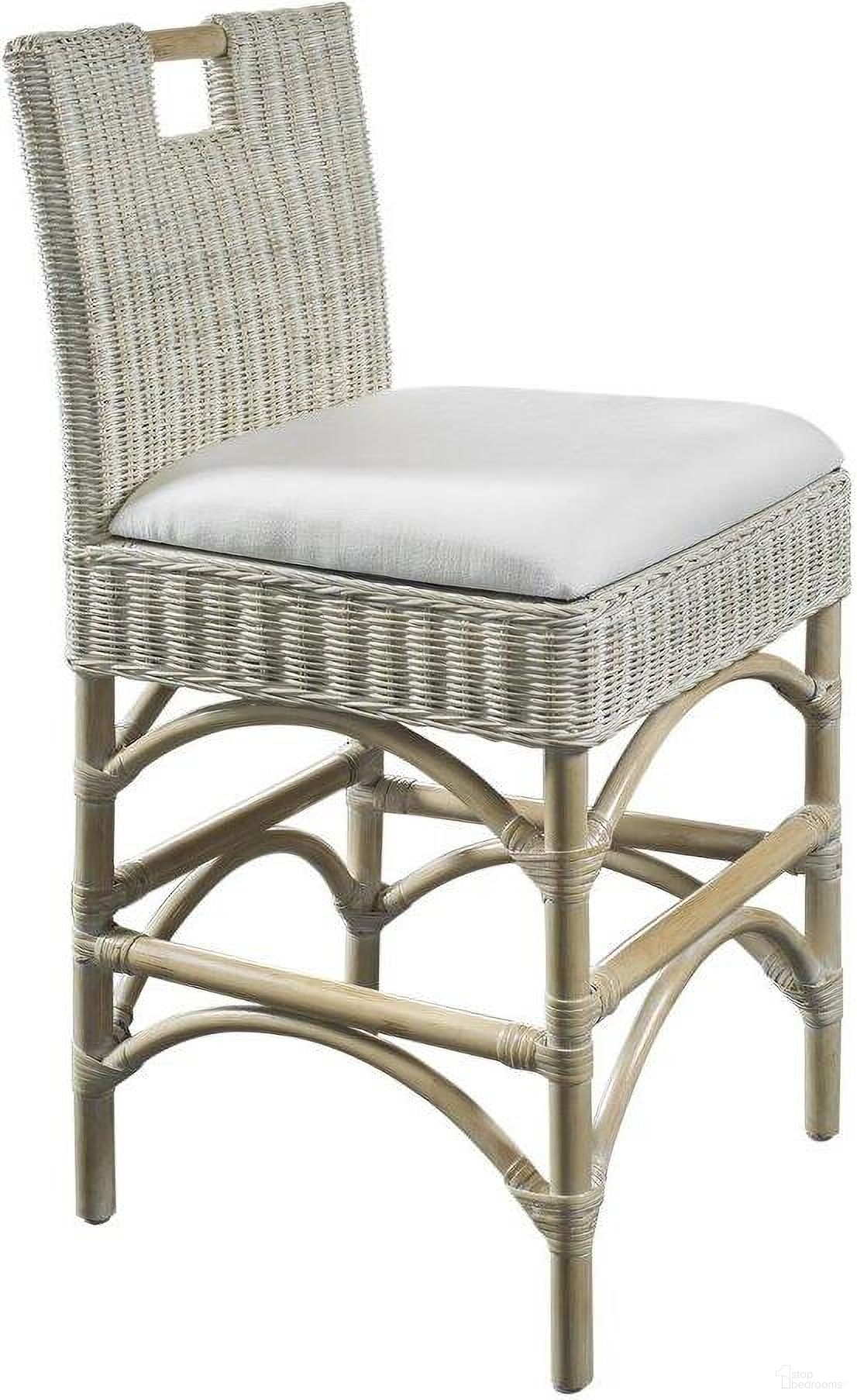 The appearance of Malio White Wash Barstool designed by Padma's Plantation in the modern / contemporary interior design. This white wash piece of furniture was selected by 1StopBedrooms from Malio Collection to add a touch of cosiness and style into your home. Sku: MAL14-WHW. Material: Rattan.