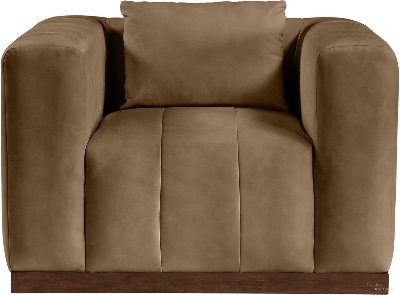 The appearance of Mallina Vegan Leather Chair In Brown and Walnut designed by Meridian in the modern / contemporary interior design. This brown and walnut piece of furniture was selected by 1StopBedrooms from Mallina Collection to add a touch of cosiness and style into your home. Sku: 44098Brown-C. Material: Vegan Leather.