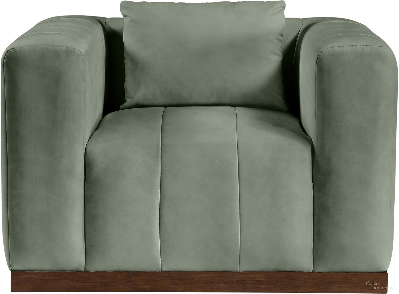 The appearance of Mallina Vegan Leather Chair In Green and Dark Brown Walnut designed by Meridian in the modern / contemporary interior design. This green and dark brown walnut piece of furniture was selected by 1StopBedrooms from Mallina Collection to add a touch of cosiness and style into your home. Sku: 44098Green-C. Material: Vegan Leather.