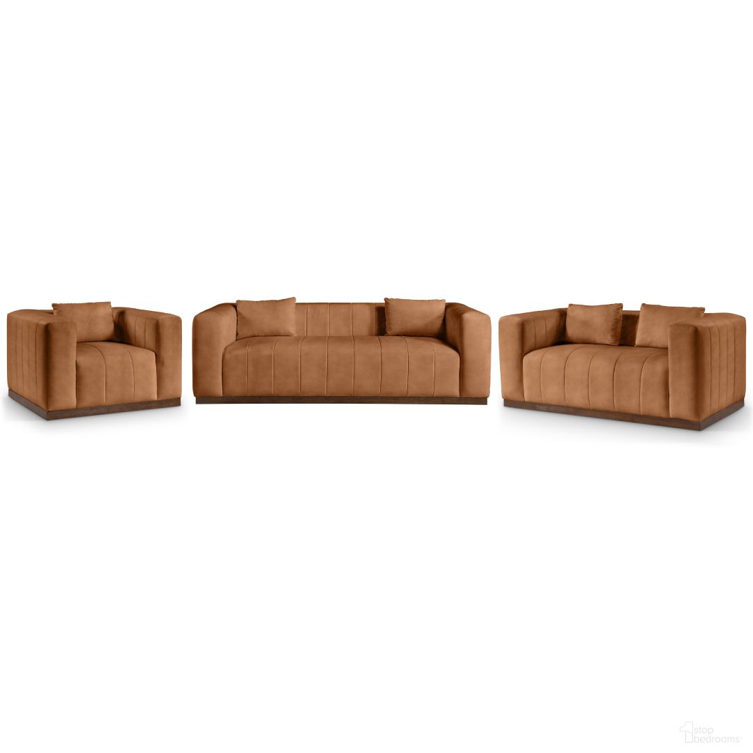 The appearance of Mallina Vegan Leather Living Room Set In Walnut and Dark Brown designed by Meridian in the modern / contemporary interior design. This walnut and dark brown piece of furniture was selected by 1StopBedrooms from Mallina Collection to add a touch of cosiness and style into your home. Sku: 44098Cognac-S;44098Cognac-L. Material: Vegan Leather.