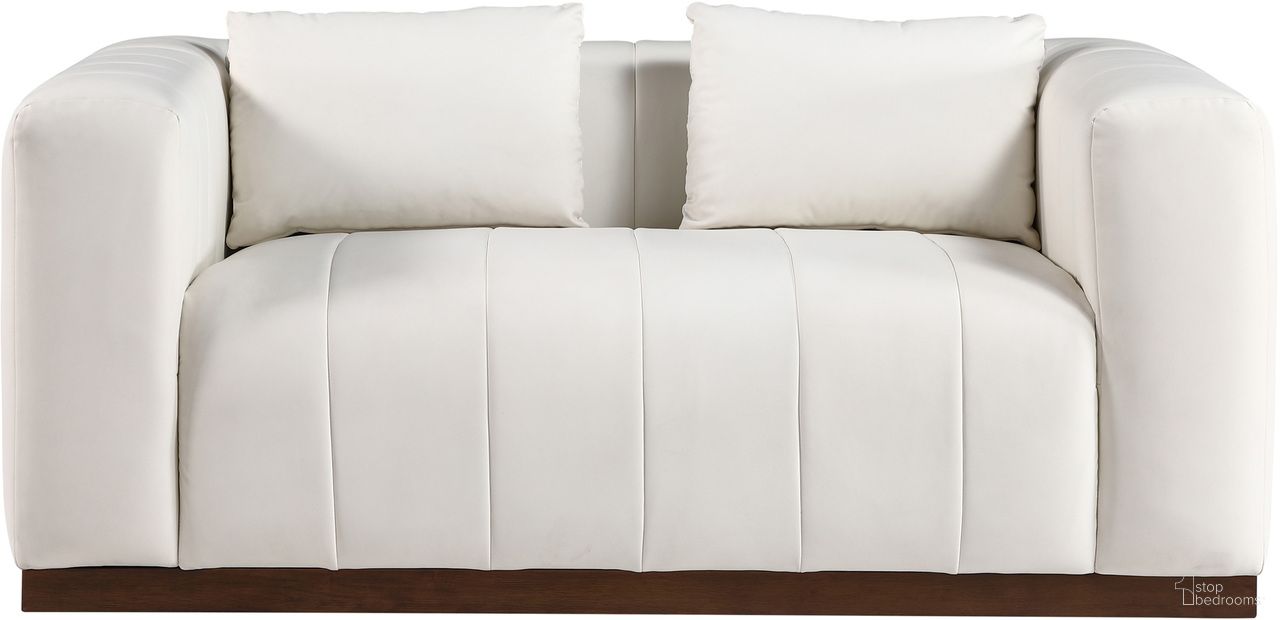 The appearance of Mallina Vegan Leather Loveseat In Cream and Dark Brown Walnut designed by Meridian in the modern / contemporary interior design. This cream and dark brown walnut piece of furniture was selected by 1StopBedrooms from Mallina Collection to add a touch of cosiness and style into your home. Sku: 44098Cream-L. Material: Vegan Leather.