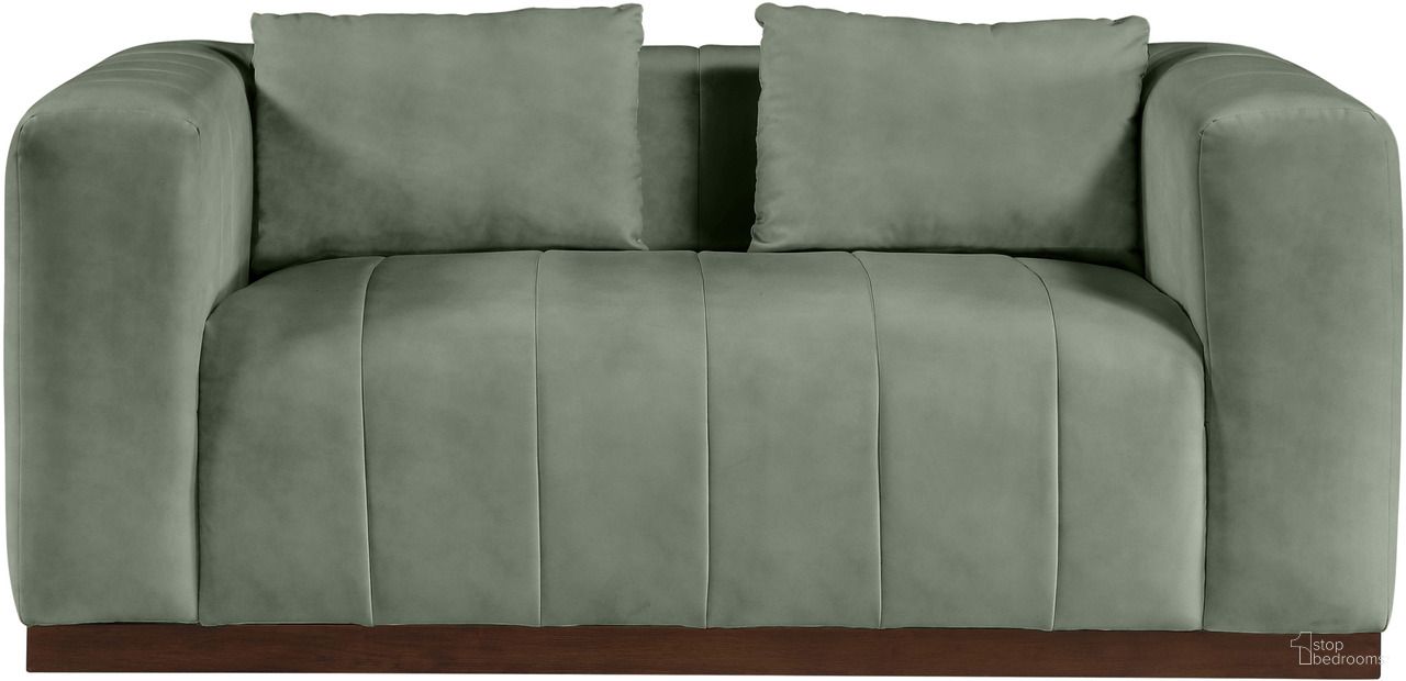The appearance of Mallina Vegan Leather Loveseat In Green and Dark Brown Walnut designed by Meridian in the modern / contemporary interior design. This green and dark brown walnut piece of furniture was selected by 1StopBedrooms from Mallina Collection to add a touch of cosiness and style into your home. Sku: 44098Green-L. Material: Vegan Leather.