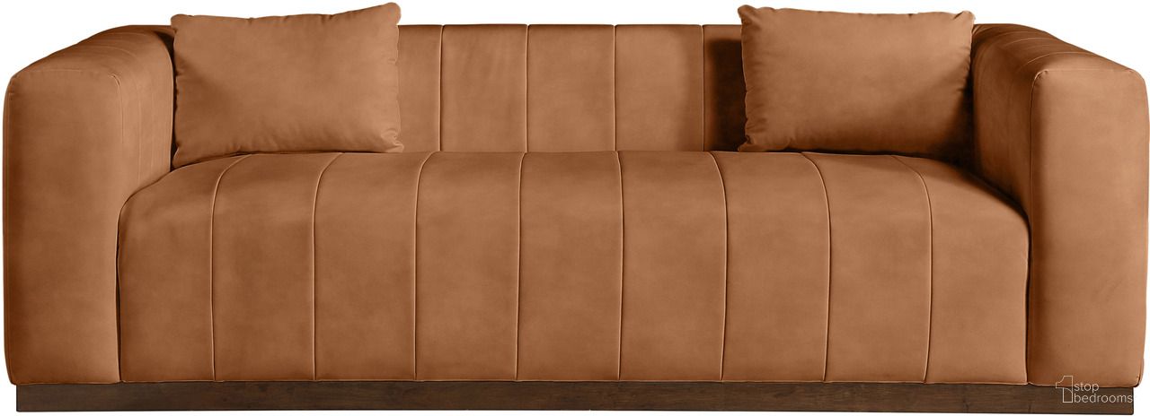 The appearance of Mallina Vegan Leather Sofa In Walnut and Dark Brown designed by Meridian in the modern / contemporary interior design. This walnut and dark brown piece of furniture was selected by 1StopBedrooms from Mallina Collection to add a touch of cosiness and style into your home. Sku: 44098Cognac-S. Material: Vegan Leather.