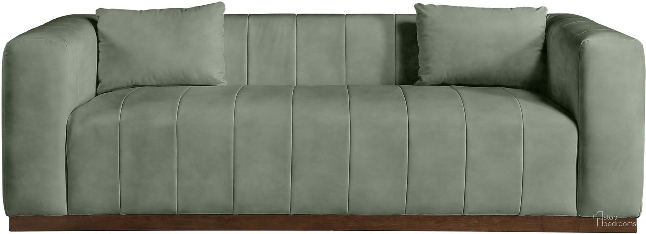 The appearance of Mallina Vegan Leather Sofa In Green and Dark Brown Walnut designed by Meridian in the modern / contemporary interior design. This green and dark brown walnut piece of furniture was selected by 1StopBedrooms from Mallina Collection to add a touch of cosiness and style into your home. Sku: 44098Green-S. Material: Vegan Leather.