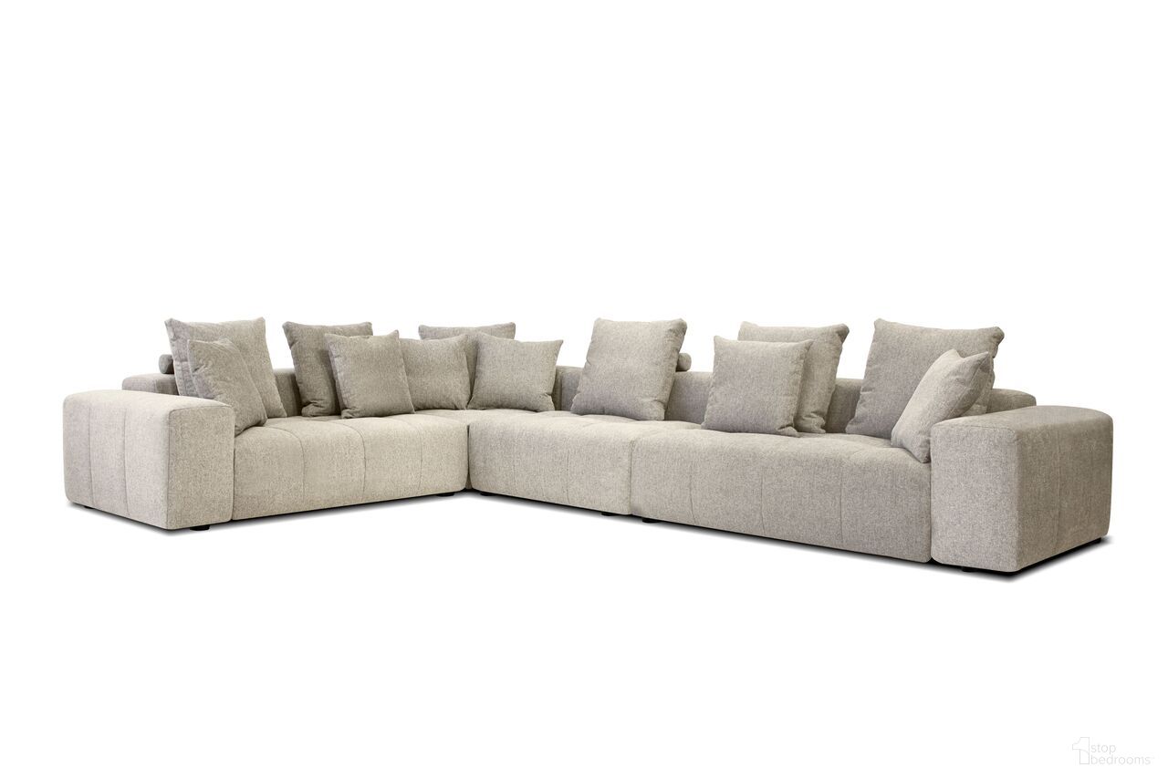 Mallow 4-Piece Sectional In Stone Wheat Tweed