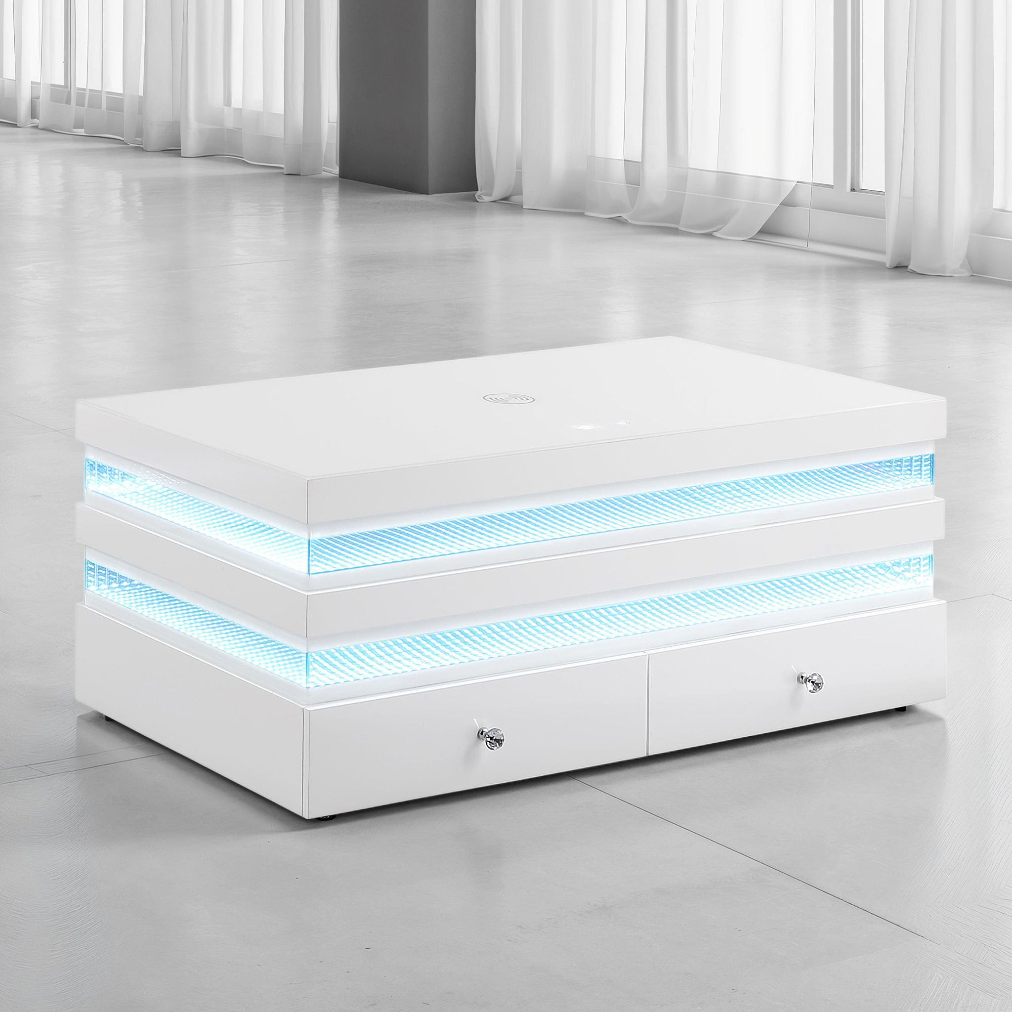 The appearance of Maloy Rect Cocktail Table In White designed by Furniture of America in the modern / contemporary interior design. This white piece of furniture  was selected by 1StopBedrooms from Maloy Collection to add a touch of cosiness and style into your home. Sku: FM47008WH-C. Material: Engineered Wood.