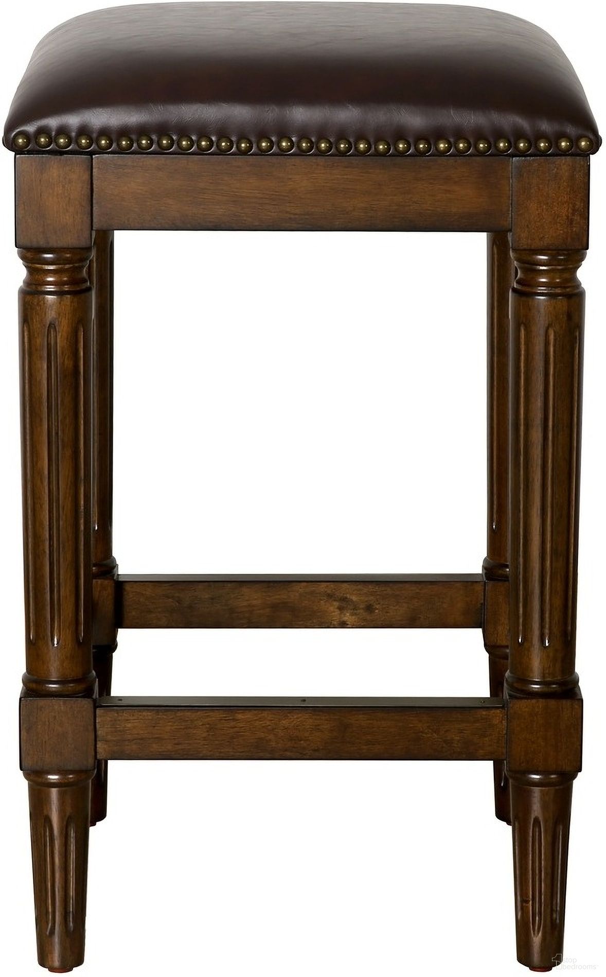 The appearance of Manchester 27 Inch Square Faux Leather Counter Stool In Distressed Walnut and Dark Brown designed by New Ridge Home Goods in the country / farmhouse interior design. This distressed walnut/dark brown piece of furniture was selected by 1StopBedrooms from Manchester Collection to add a touch of cosiness and style into your home. Sku: NR1108PU-024MH. Material: Foam.