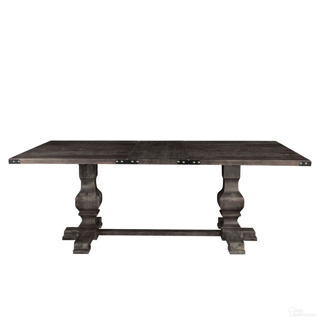 The appearance of Manchester Dining Table In Charcoal designed by Alpine in the modern / contemporary interior design. This charcoal piece of furniture was selected by 1StopBedrooms from Manchester Collection to add a touch of cosiness and style into your home. Sku: 3868CHA-01. Table Base Style: Trestle. Table Top Shape: Rectangular. Size: 88" x 40". Material: Solid Rubberwood.