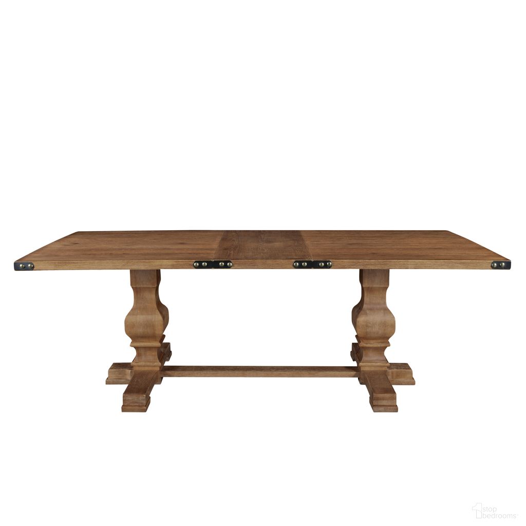 The appearance of Manchester Dining Table In Natural designed by Alpine in the modern / contemporary interior design. This natural piece of furniture was selected by 1StopBedrooms from Manchester Collection to add a touch of cosiness and style into your home. Sku: 3868NAT-01. Table Base Style: Trestle. Table Top Shape: Rectangular. Size: 88" x 40". Material: Solid Rubberwood.