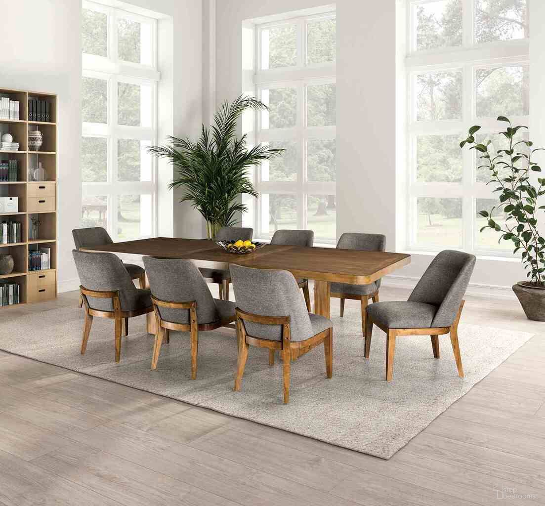 The appearance of Mandal Dining Table In Chestnut designed by Furniture of America in the transitional interior design. This chestnut piece of furniture was selected by 1StopBedrooms from Mandal Collection to add a touch of cosiness and style into your home. Sku: FM3421BR-T-1;FM3421BR-T-2. Table Base Style: Legs. Material: Fabric. Table Top Shape: Rectangular. Size: 46" x 108".