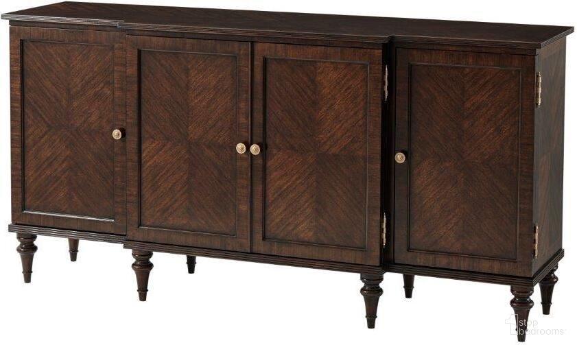 The appearance of Mandel Sideboard designed by Theodore Alexander in the transitional interior design. This  piece of furniture  was selected by 1StopBedrooms from Theodore Alexander Collection to add a touch of cosiness and style into your home. Sku: 6105-604. Material: Wood.