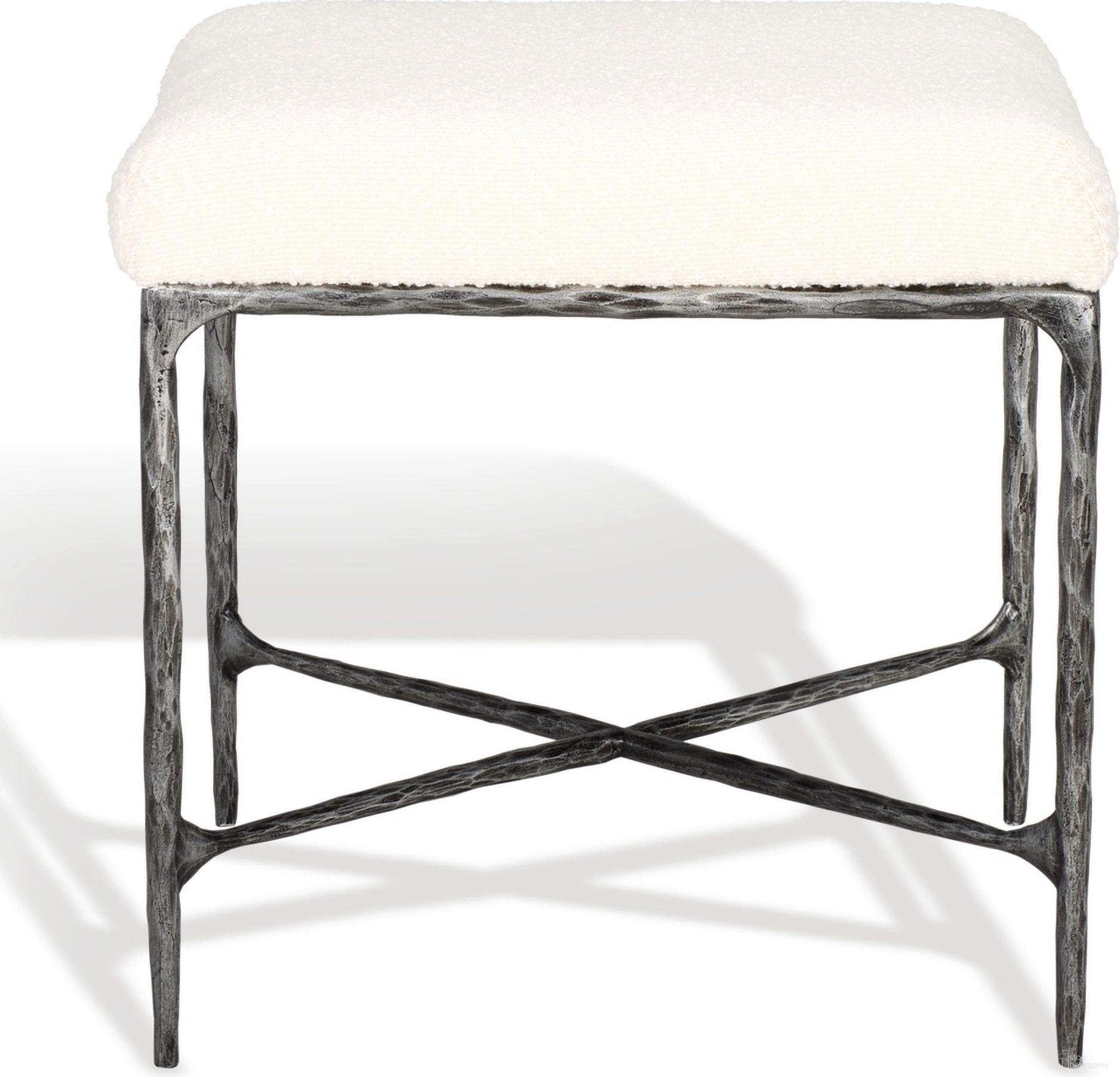 The appearance of Mandy Boucle and Metal Ottoman In Ivory and Black designed by Safavieh Couture in the modern / contemporary interior design. This ivory/black piece of furniture was selected by 1StopBedrooms from Mandy Collection to add a touch of cosiness and style into your home. Sku: SFV9526A. Material: Iron.