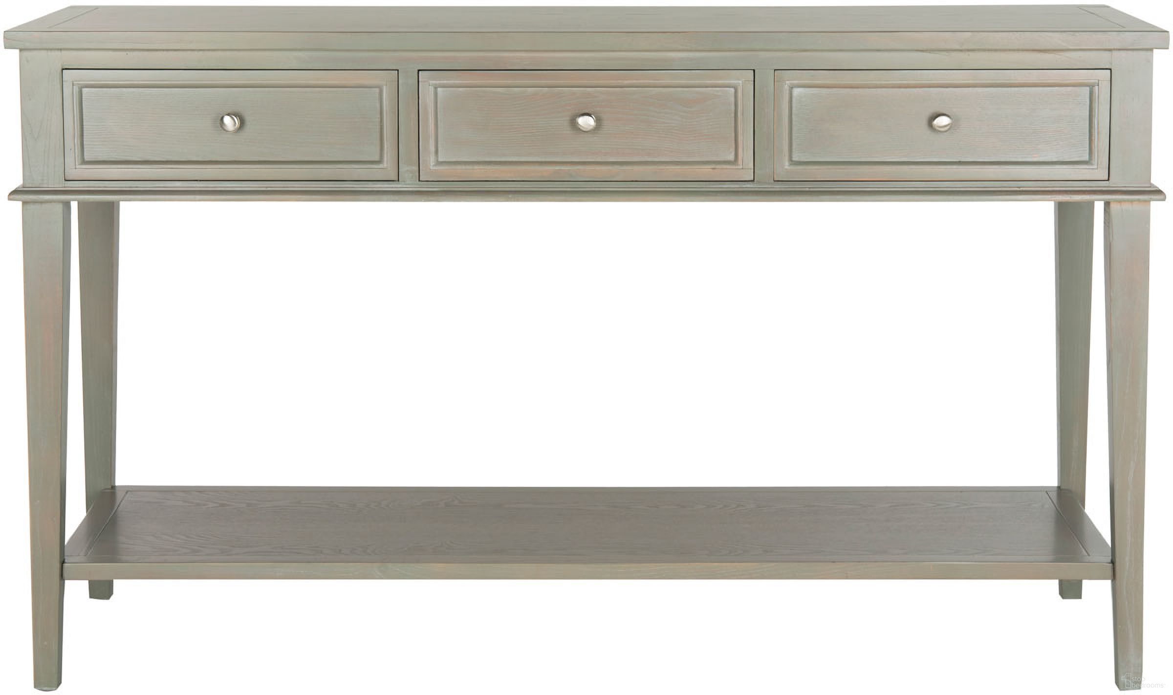 The appearance of Manelin Ash Grey Console with 3 Storage Drawers designed by Safavieh in the country / farmhouse interior design. This ash gray piece of furniture was selected by 1StopBedrooms from Manelin Collection to add a touch of cosiness and style into your home. Sku: AMH6641C. Material: Wood.
