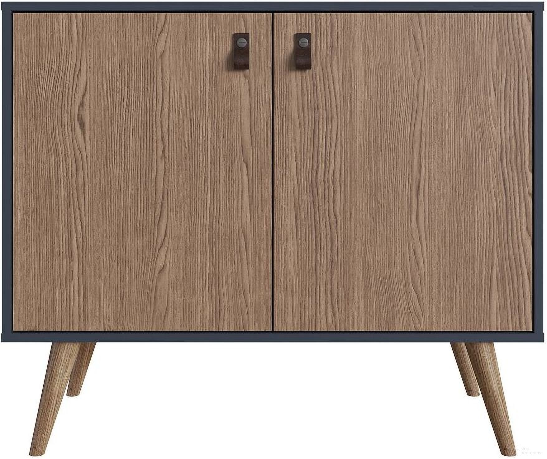 The appearance of Manhattan Comfort Amber Accent Cabinet With Faux Leather Handles In Blue And Nature designed by Manhattan Comfort in the modern / contemporary interior design. This blue and natural piece of furniture  was selected by 1StopBedrooms from Amber Collection to add a touch of cosiness and style into your home. Sku: 307GFX2. Material: Wood.