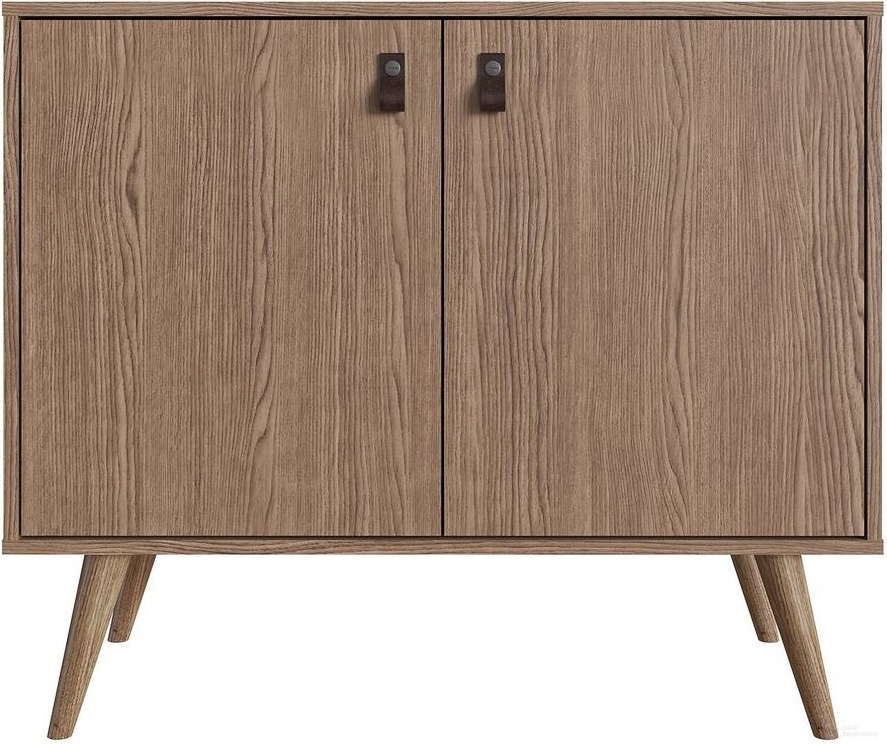 Manhattan Comfort Amber Accent Cabinet With Faux Leather Handles In Nature