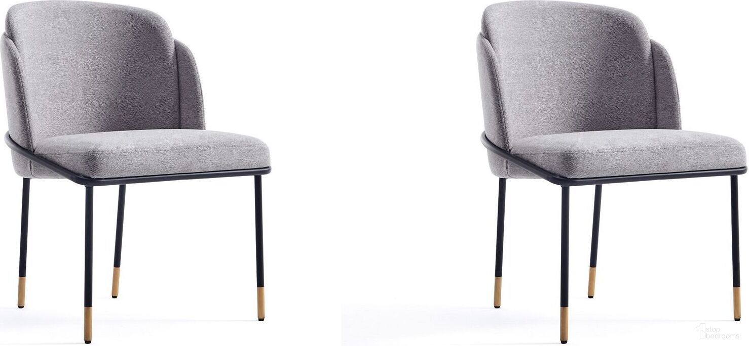 Manhattan Comfort Flor Fabric Dining Chair - Set Of 2 In Grey