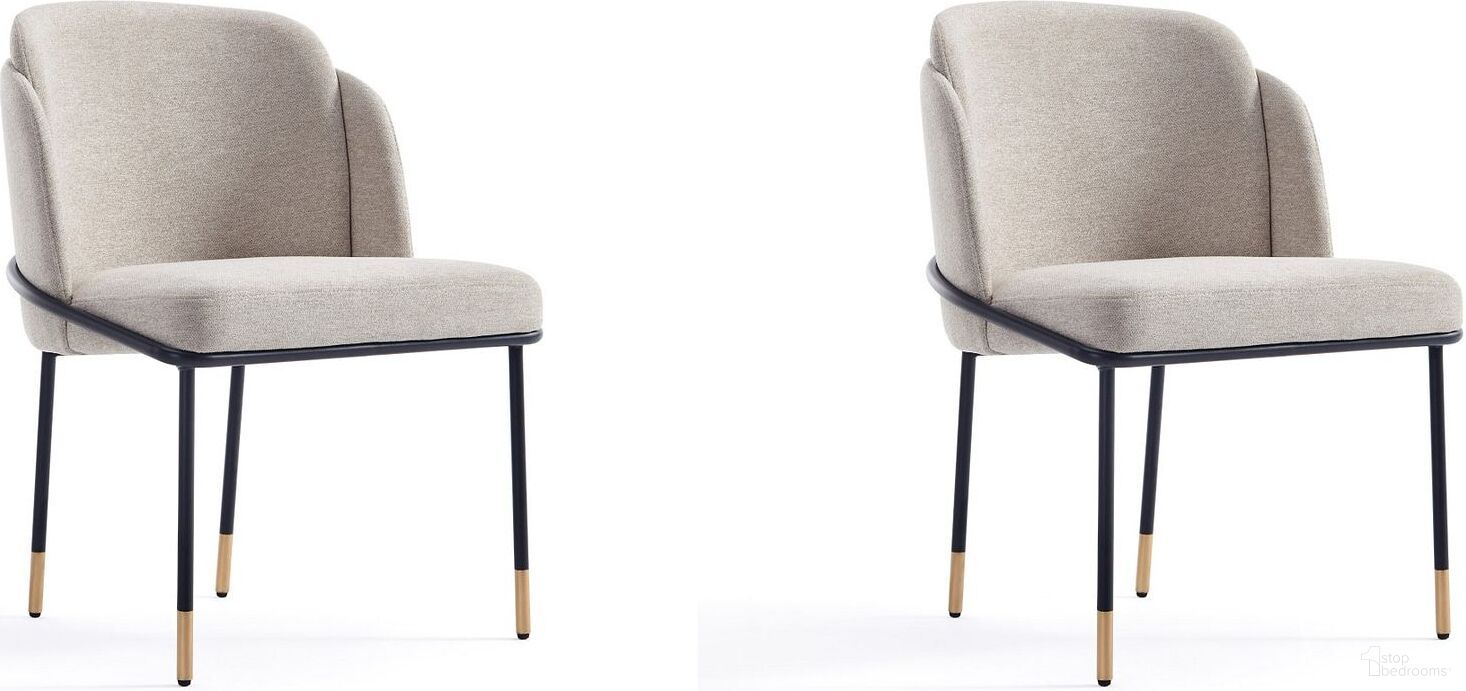 Manhattan Comfort Flor Fabric Dining Chair - Set Of 2 In Wheat