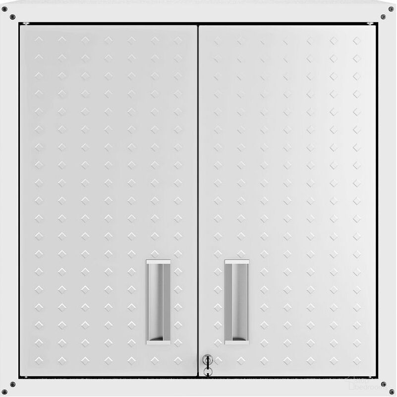 The appearance of Manhattan Comfort Fortress 30 Inch Floating Textured Metal Garage Cabinet With Adjustable Shelves In White designed by Manhattan Comfort in the modern / contemporary interior design. This white piece of furniture was selected by 1StopBedrooms from Fortress Collection to add a touch of cosiness and style into your home. Sku: 5GMC-WH. Material: Metal.