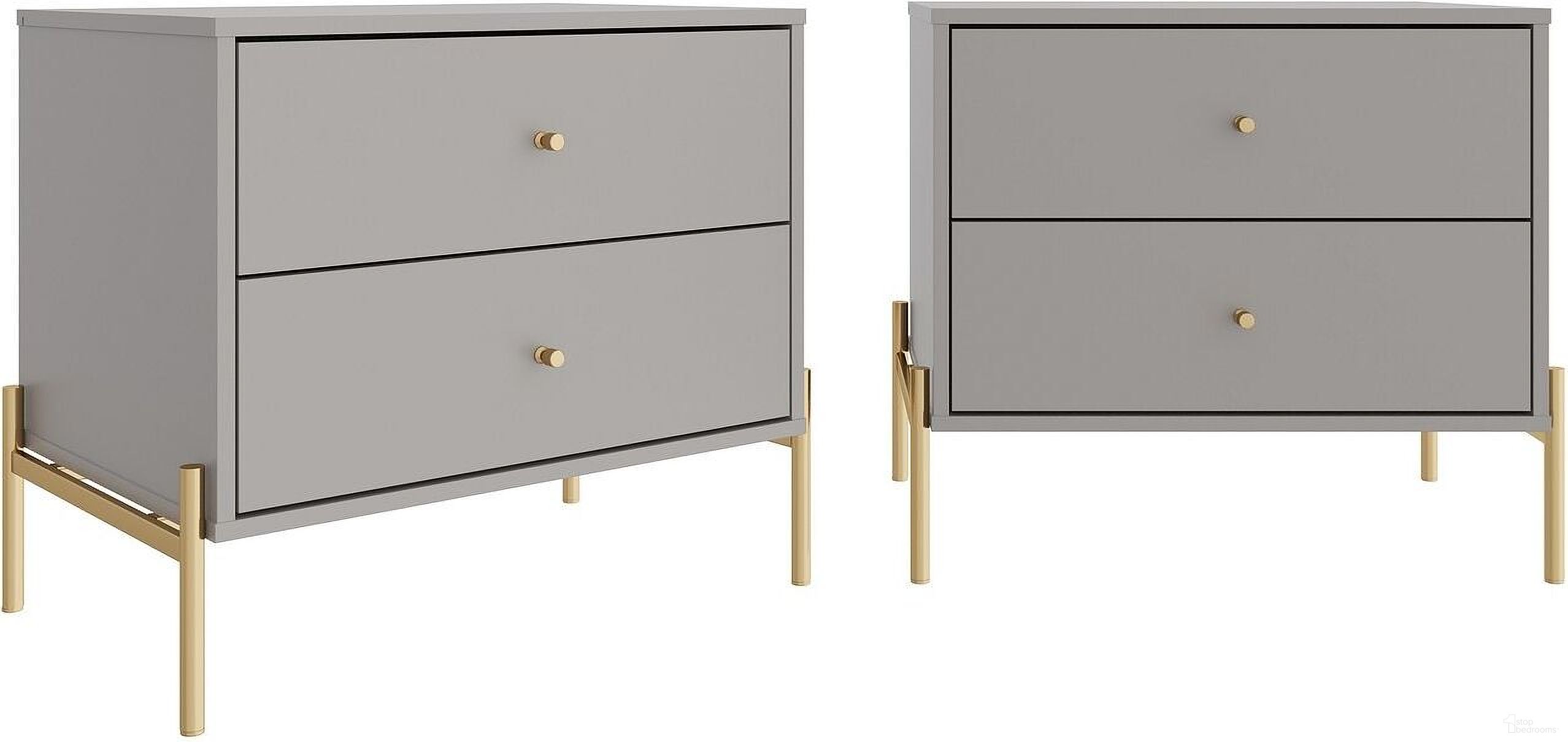 The appearance of Manhattan Comfort Jasper Full Extension Drawer Nightstand In Grey Set Of 2 designed by Manhattan Comfort in the modern / contemporary interior design. This grey piece of furniture  was selected by 1StopBedrooms from Jasper Collection to add a touch of cosiness and style into your home. Sku: 51352;51352. Material: MDF.