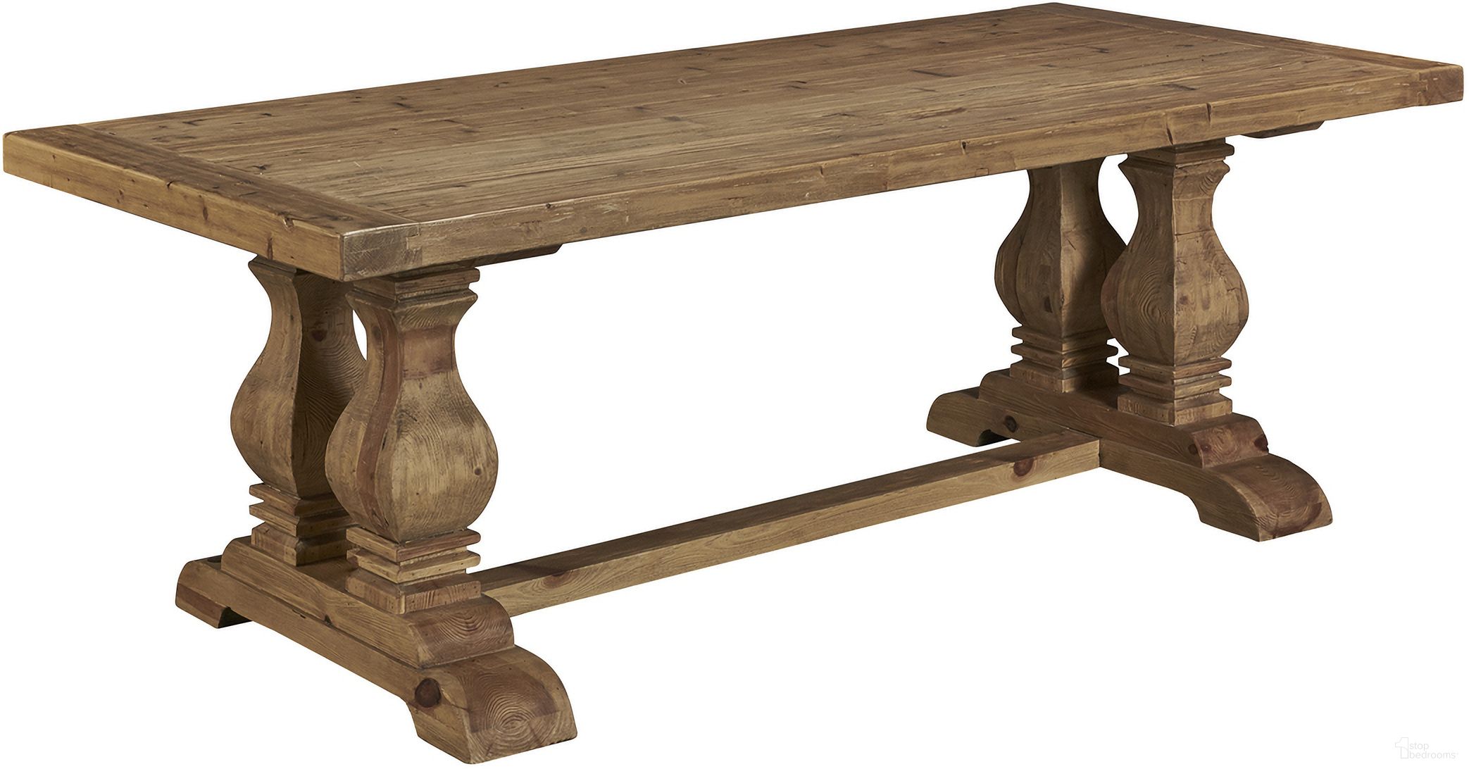 The appearance of Manor House 10' Trestle Table designed by Furniture Classics in the modern / contemporary interior design. This  piece of furniture  was selected by 1StopBedrooms from Manor Collection to add a touch of cosiness and style into your home. Sku: 71092. Size: 40" x 120". Material: Reclaimed Pine.