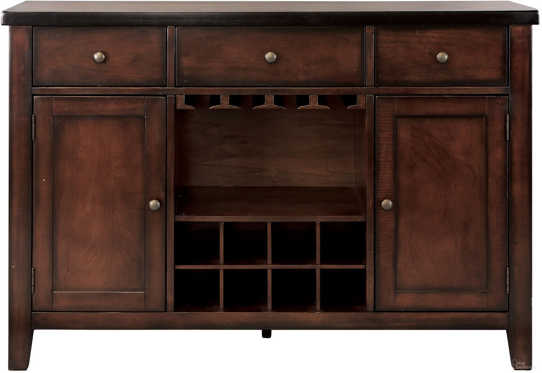 The appearance of Mantello Dark Brown Server designed by Homelegance in the traditional interior design. This brown piece of furniture was selected by 1StopBedrooms from Mantello Collection to add a touch of cosiness and style into your home. Sku: 5547-40. Material: Wood.