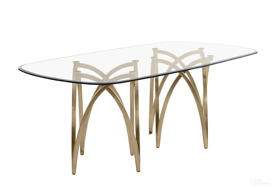 The appearance of Manuel 78 x 42 Inch Glass Dining Table In Gold designed by Best Quality Furniture in the modern / contemporary interior design. This gold piece of furniture  was selected by 1StopBedrooms from Manuel Collection to add a touch of cosiness and style into your home. Sku: D06-DTT;D06-DTB. Table Base Style: Legs. Table Top Shape: Oval. Material: Glass. Size: 78" x 42".