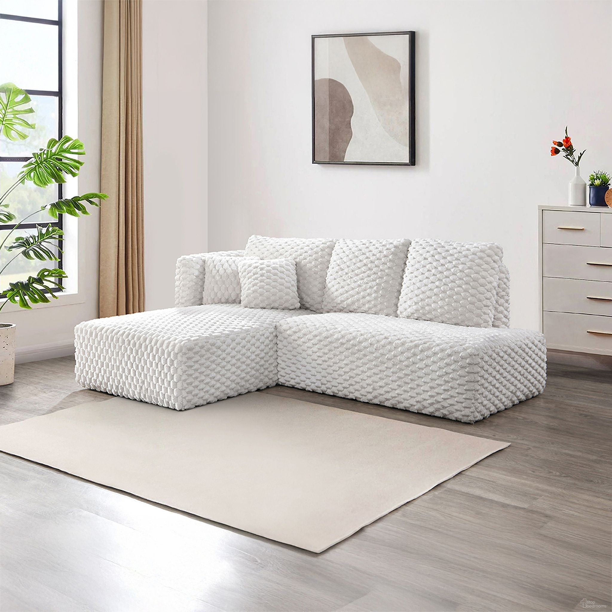 The appearance of Manya Sectional Sofa In Ivory designed by ACME in the modern / contemporary interior design. This ivory piece of furniture  was selected by 1StopBedrooms from Manya Collection to add a touch of cosiness and style into your home. Sku: LV04260-1;LV04260-2.