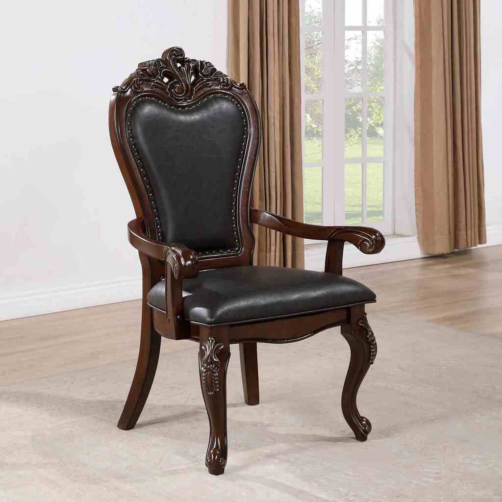 The appearance of Manzanita Arm Chair In Dark Cherry and Black designed by Furniture of America in the traditional interior design. This dark cherry and black piece of furniture  was selected by 1StopBedrooms from Manzanita Collection to add a touch of cosiness and style into your home. Sku: FM3261CH-AC-2PK. Material: Leather. Chair Type: Arm Chair.