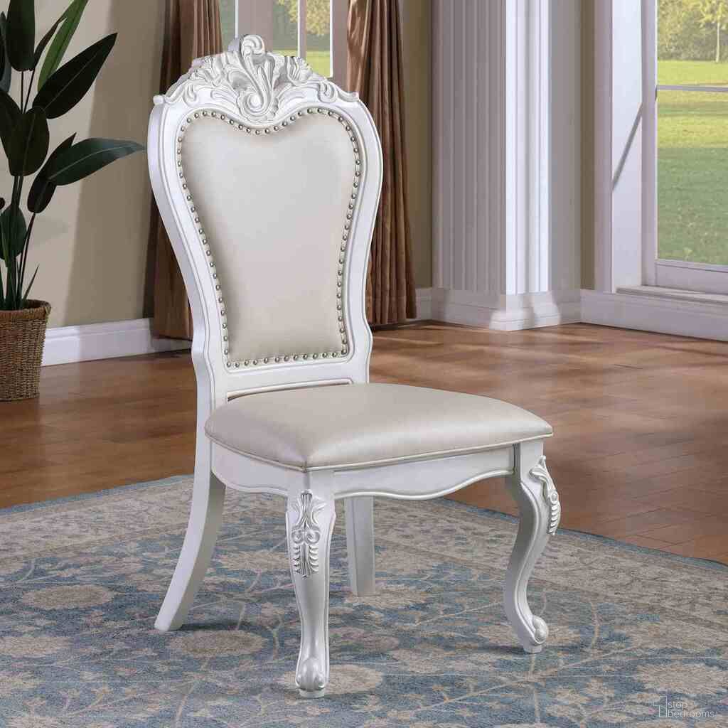 The appearance of Manzanita Side Chair Set of 2 In White designed by Furniture of America in the traditional interior design. This white piece of furniture was selected by 1StopBedrooms from Manzanita Collection to add a touch of cosiness and style into your home. Sku: FM3261WH-SC-2PK. Material: Leather. Chair Type: Side Chair.